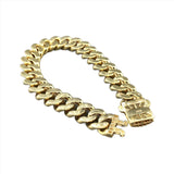 Sterling silver yellow gold plated 8" curb link cubic zirconia bracelet - Walter Bauman Jewelers