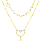 Sterling Silver Yellow Gold Plated Small Open CZ Heart Necklace - Walter Bauman Jewelers