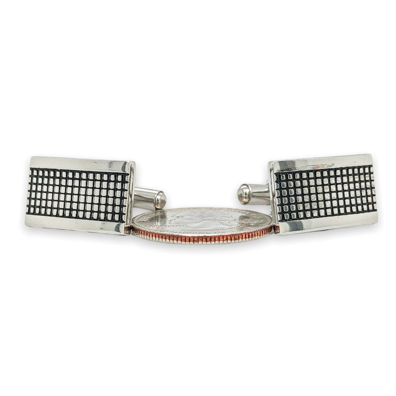 STST Black Grid Cufflinks - Walter Bauman Jewelers