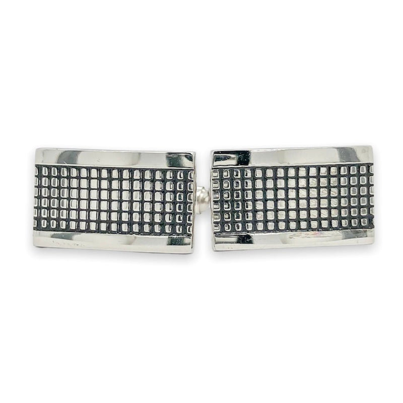 STST Black Grid Cufflinks - Walter Bauman Jewelers