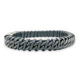 STST Black IP Curb Chain & Woven Leather Bracelet - Walter Bauman Jewelers