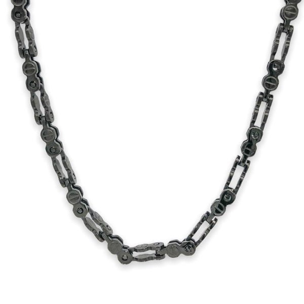 STST Black IP Fancy 24” 4mm “Bike” Chain - Walter Bauman Jewelers
