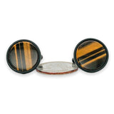 STST Black IP Striped Tiger’s Eye Cufflinks - Walter Bauman Jewelers