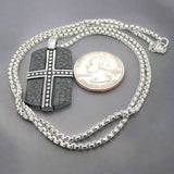 STST Black IP Textured Cross Dog Tag Pendant - Walter Bauman Jewelers