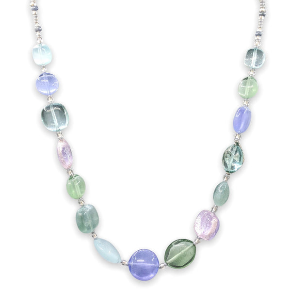 STST Blue, Green, & Lavender Murano Glass Beaded Necklace - Walter Bauman Jewelers