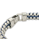STST Blue Nylon Double Round Box Chain Bracelet - Walter Bauman Jewelers