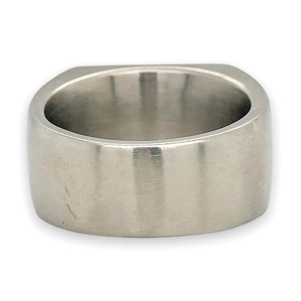 STST Brushed Blue Titanium Signet Ring - Walter Bauman Jewelers