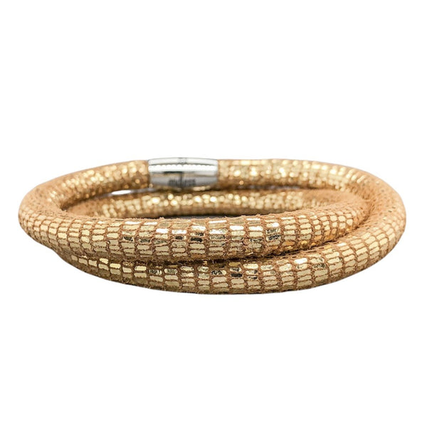 STST Gold Leather Wrap Bracelet - Walter Bauman Jewelers