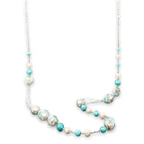 STST Grey & Teal Murano Glass 35” Beaded Necklace - Walter Bauman Jewelers