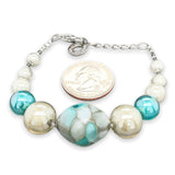 STST Grey & Teal Murano Glass Beaded Bracelet - Walter Bauman Jewelers