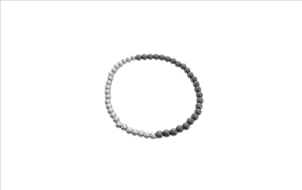 STST Hematite Beaded Stretch Bracelet - Walter Bauman Jewelers