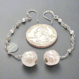 STST Long White Murano Glass Drop Earrings - Walter Bauman Jewelers