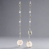 STST Long White Murano Glass Drop Earrings - Walter Bauman Jewelers