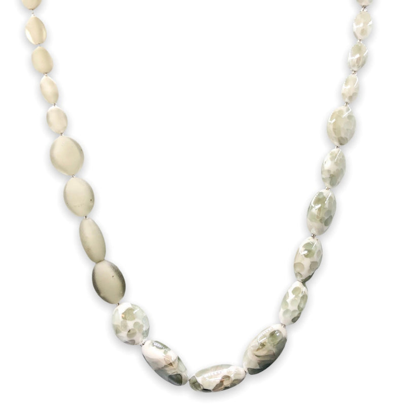 STST Matte Grey Murano Glass Graduated Beaded Necklace - Walter Bauman Jewelers