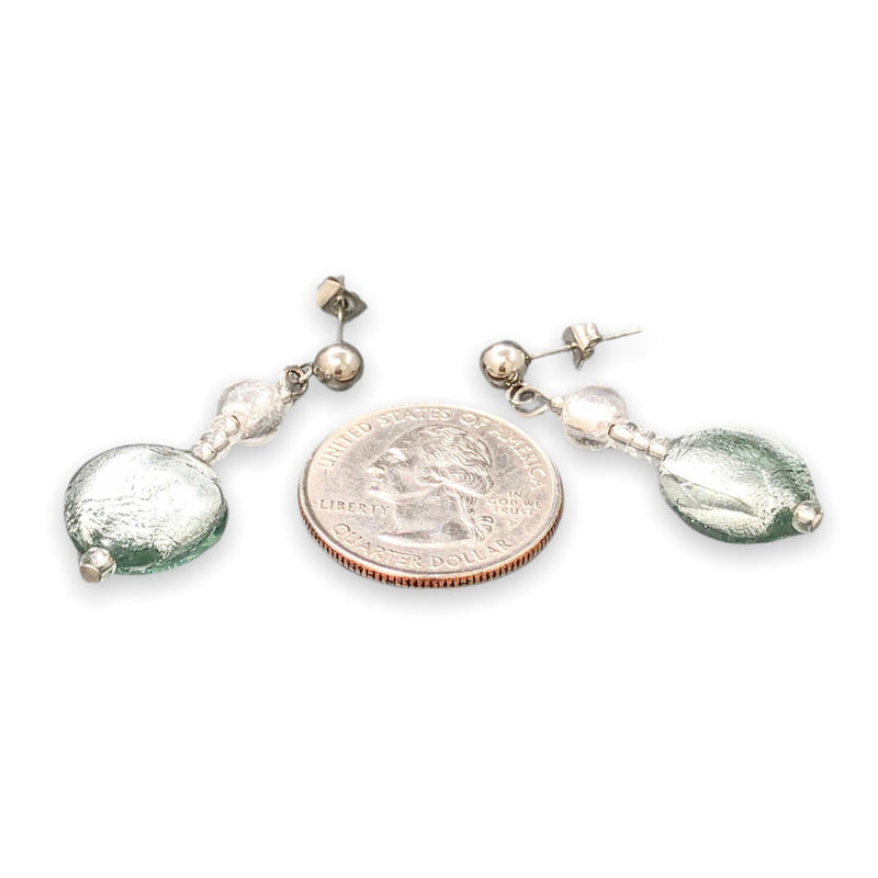 STST Metallic Blue Murano Glass Bead Dangle Earrings - Walter Bauman Jewelers