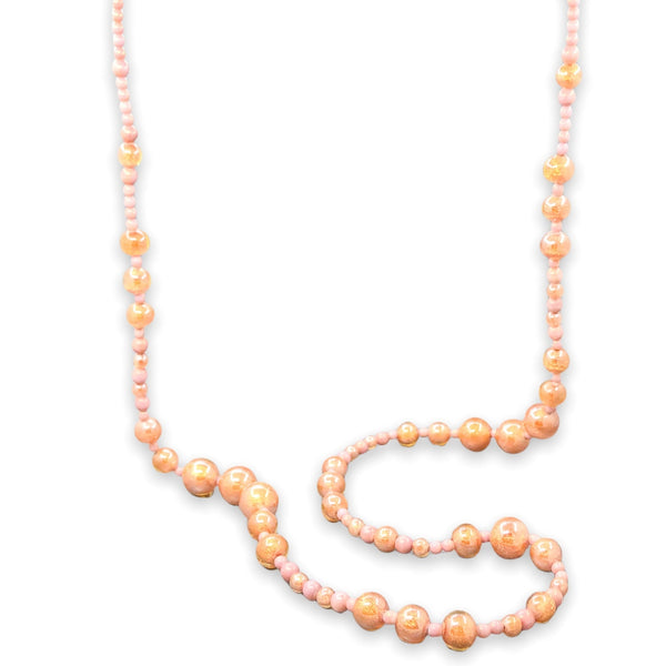 STST Peach Murano Glass 37” Beaded Necklace - Walter Bauman Jewelers