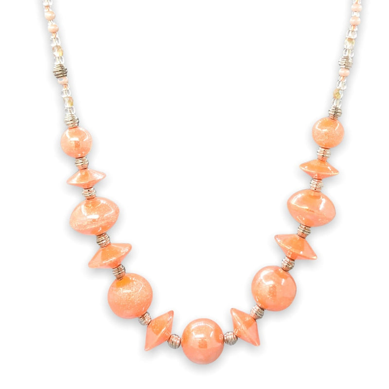 STST Peach Murano Glass Beaded Necklace - Walter Bauman Jewelers