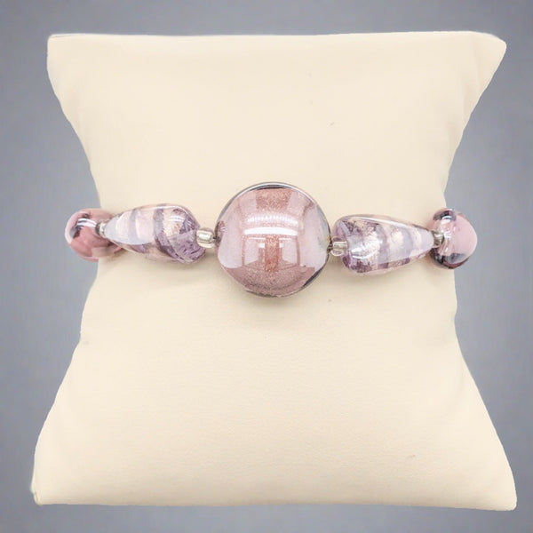 STST Purple Murano Glass Beaded Bracelet - Walter Bauman Jewelers