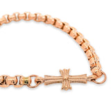 STST RGP Sideways Cross Round Box Chain Bracelet - Walter Bauman Jewelers