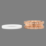 STST RGP Swarovski CZ & White Ceramic Ring Set - Walter Bauman Jewelers