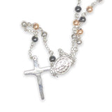 STST Silver, Gold, & Black 30” Rosary Necklace - Walter Bauman Jewelers