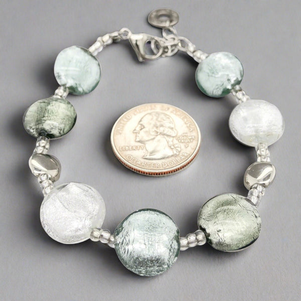 STST Silver & Grey Murano Glass Beaded Bracelet - Walter Bauman Jewelers