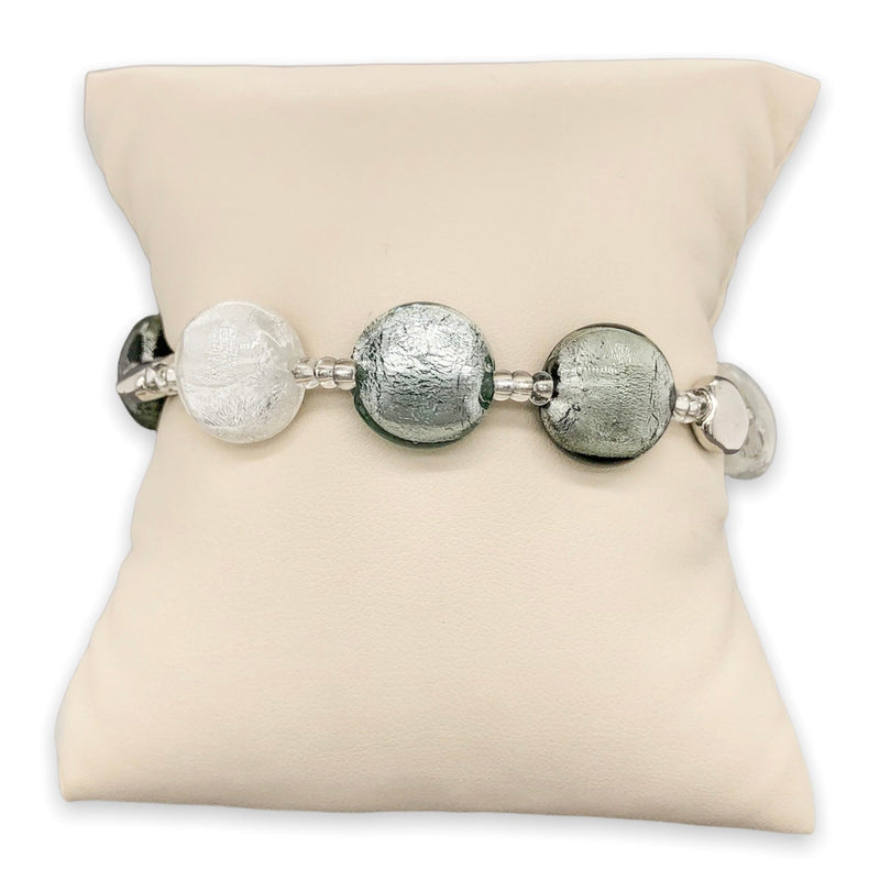 STST Silver & Grey Murano Glass Beaded Bracelet - Walter Bauman Jewelers