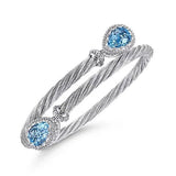 STST Sterling Pear Shape Blue Topaz Bangle - Walter Bauman Jewelers