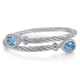 STST Sterling Pear Shape Blue Topaz Bangle - Walter Bauman Jewelers