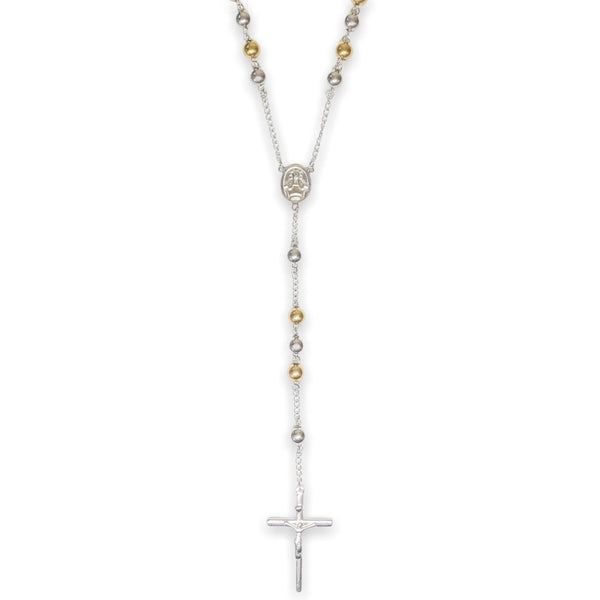 STST Tricolor 32” Rosary Necklace - Walter Bauman Jewelers
