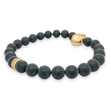 STST YGP CZ Skull & Onyx Stretch Bead Bracelet - Walter Bauman Jewelers