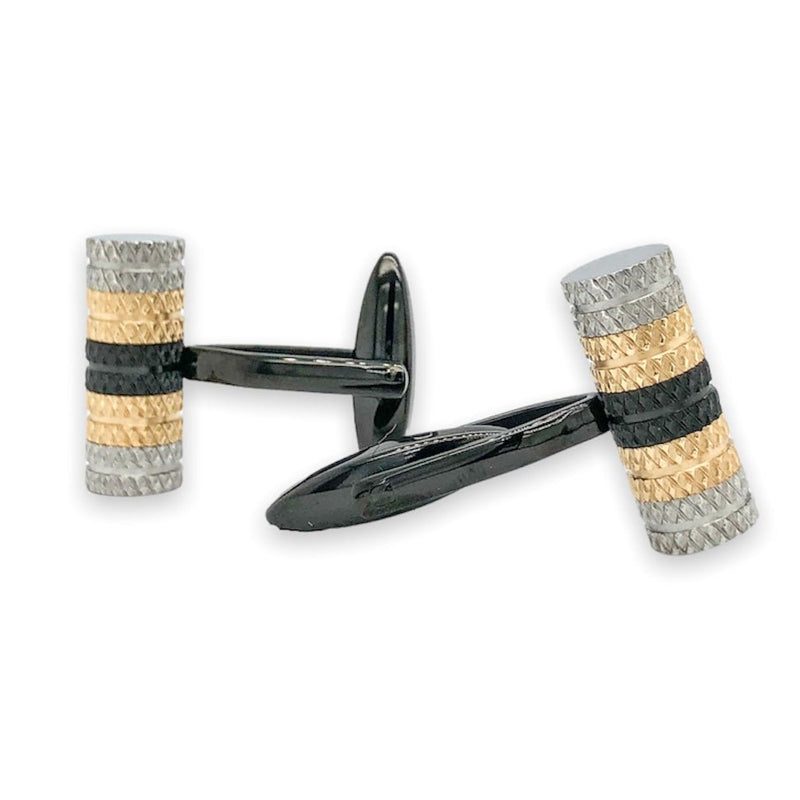 STST YGP Knurled Cufflinks - Walter Bauman Jewelers