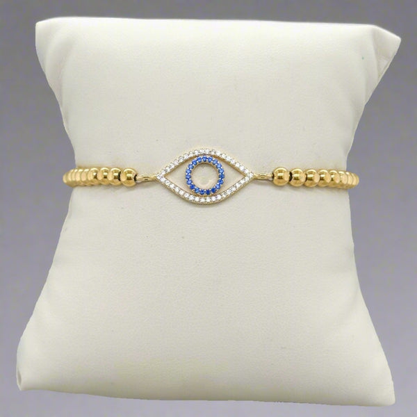 STST YGP Stretch 4mm Beaded Bracelet with CZ Clasp - Walter Bauman Jewelers