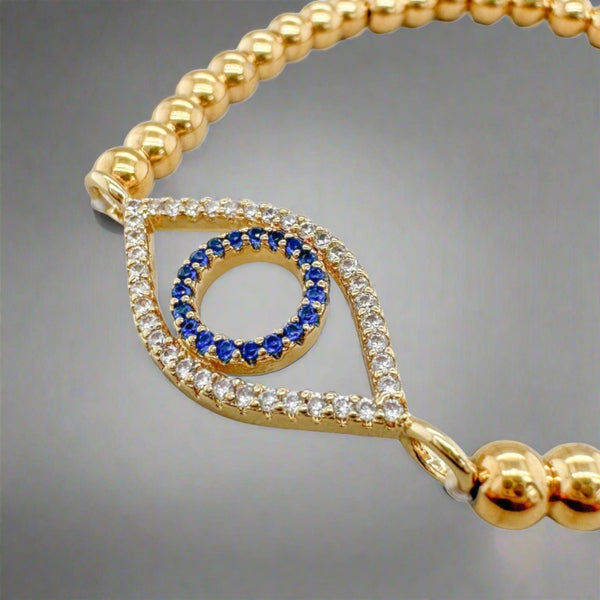STST YGP Stretch 4mm Beaded Bracelet with CZ Clasp - Walter Bauman Jewelers
