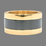 STST YGP Swarovski CZ & Black Ceramic Ring Set - Walter Bauman Jewelers
