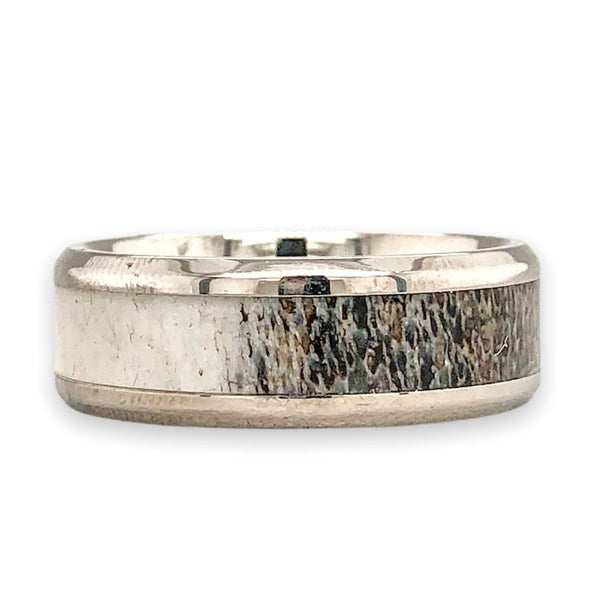 Titanium 8mm Deer Antler Inlay Ring - Walter Bauman Jewelers