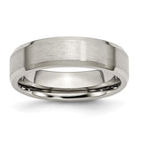 Titanium Brushed and Polished 6mm Beveled Edge Band - Walter Bauman Jewelers