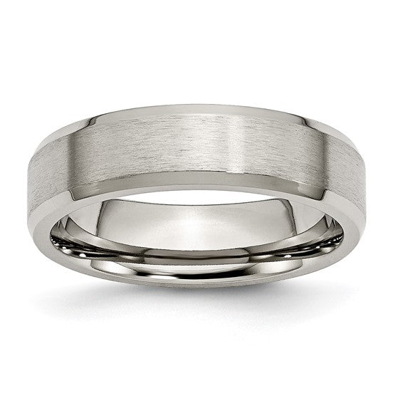 Titanium Brushed and Polished 6mm Beveled Edge Band - Walter Bauman Jewelers