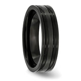 Titanium Brushed and Polished Black IP-plated 6mm Grooved - Walter Bauman Jewelers
