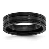 Titanium Brushed and Polished Black IP-plated 6mm Grooved - Walter Bauman Jewelers