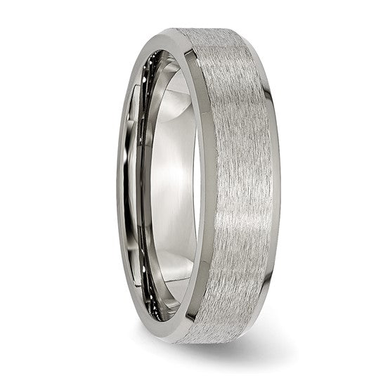 Titanium Brushed Center Polished 6mm Beveled Edge Band - Walter Bauman Jewelers