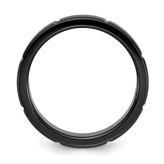 Titanium Polished Black IP-plated Grooved 6mm Band - Walter Bauman Jewelers