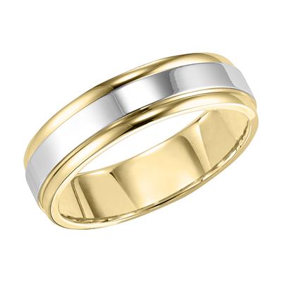 TT 14K Flat Round Edge Carved Wedding Band - Walter Bauman Jewelers