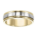 TT 14K Flat Round Edge Carved Wedding Band - Walter Bauman Jewelers