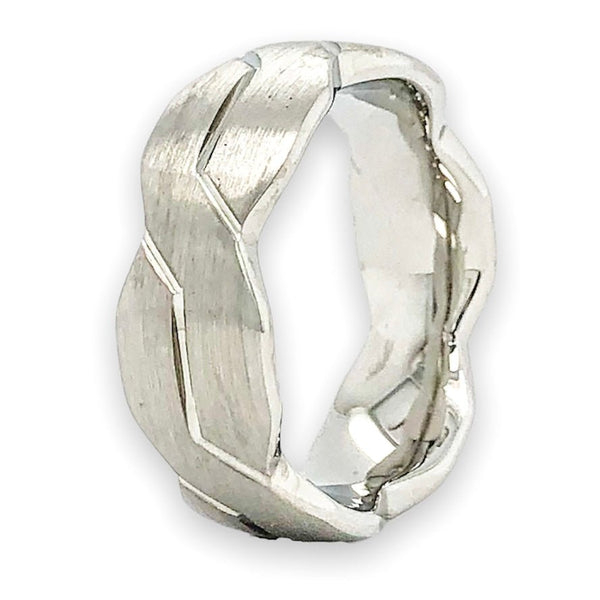 Tungsten Carbide Men’s 8mm Twisted Band Ring - Walter Bauman Jewelers