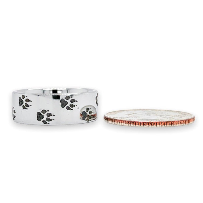 Tungsten Carbide Paw Print 8mm Men’s Band Ring - Walter Bauman Jewelers