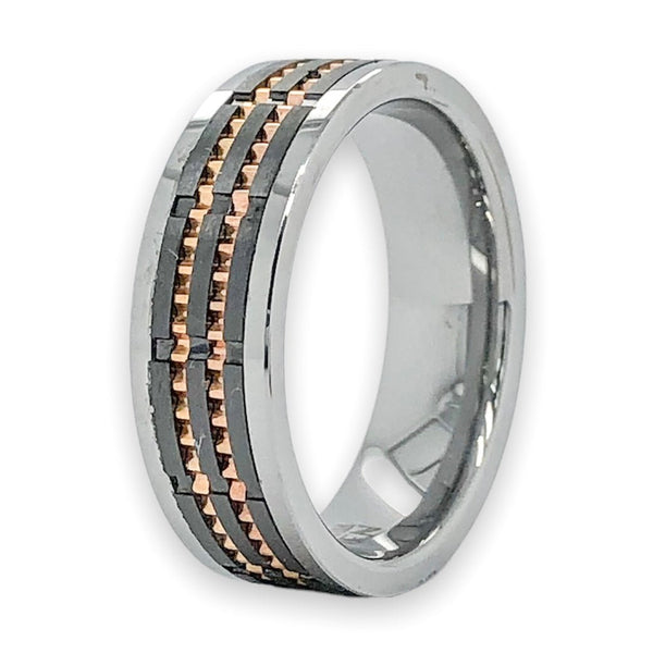 Tungsten, Ceramic, RGP 7mm Men’s Band Ring - Walter Bauman Jewelers