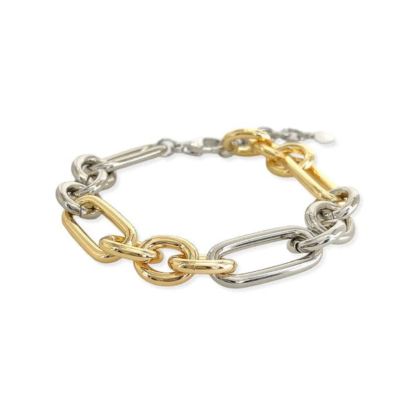 Two-Tone Stainless paperclip bracelet 9" - Walter Bauman Jewelers