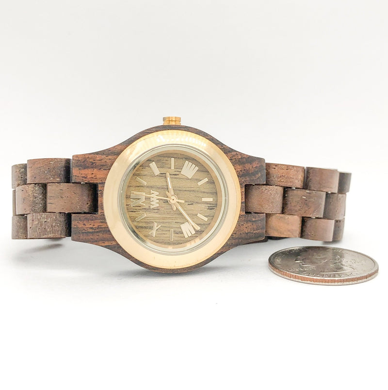 WeWood Criss Chocolate/Gold Indian Rosewood Ladies Quartz Watch - Walter Bauman Jewelers