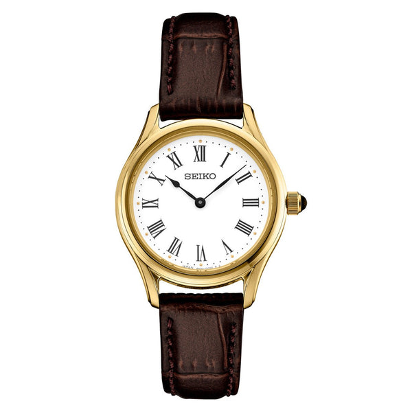 Women's Seiko Watch Brown Leather Strap SWR072 – Walter 